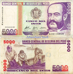 Per&uacute; 5000 Intis 1988