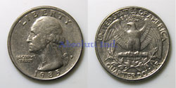 Estados Unidos 25 centavos 1985P